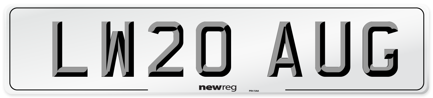 LW20 AUG Number Plate from New Reg